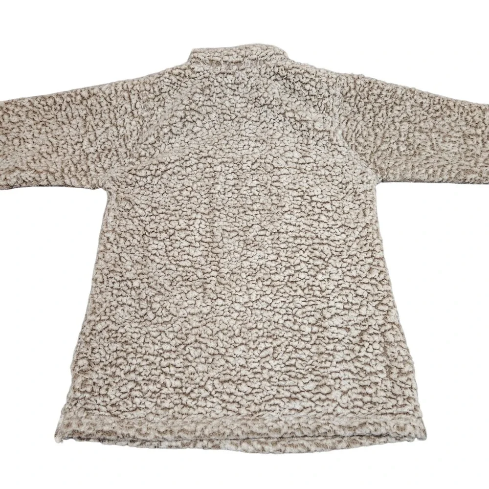 Minnesota Sherpa Pullover Small Beige Quarter Zip‎ Patch Cozy Outdoor Cabincore